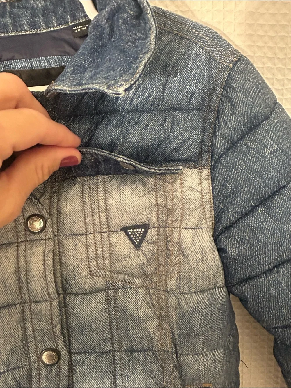 Guess Denim-Style Puffer Jacket for Kids 7 - Blue